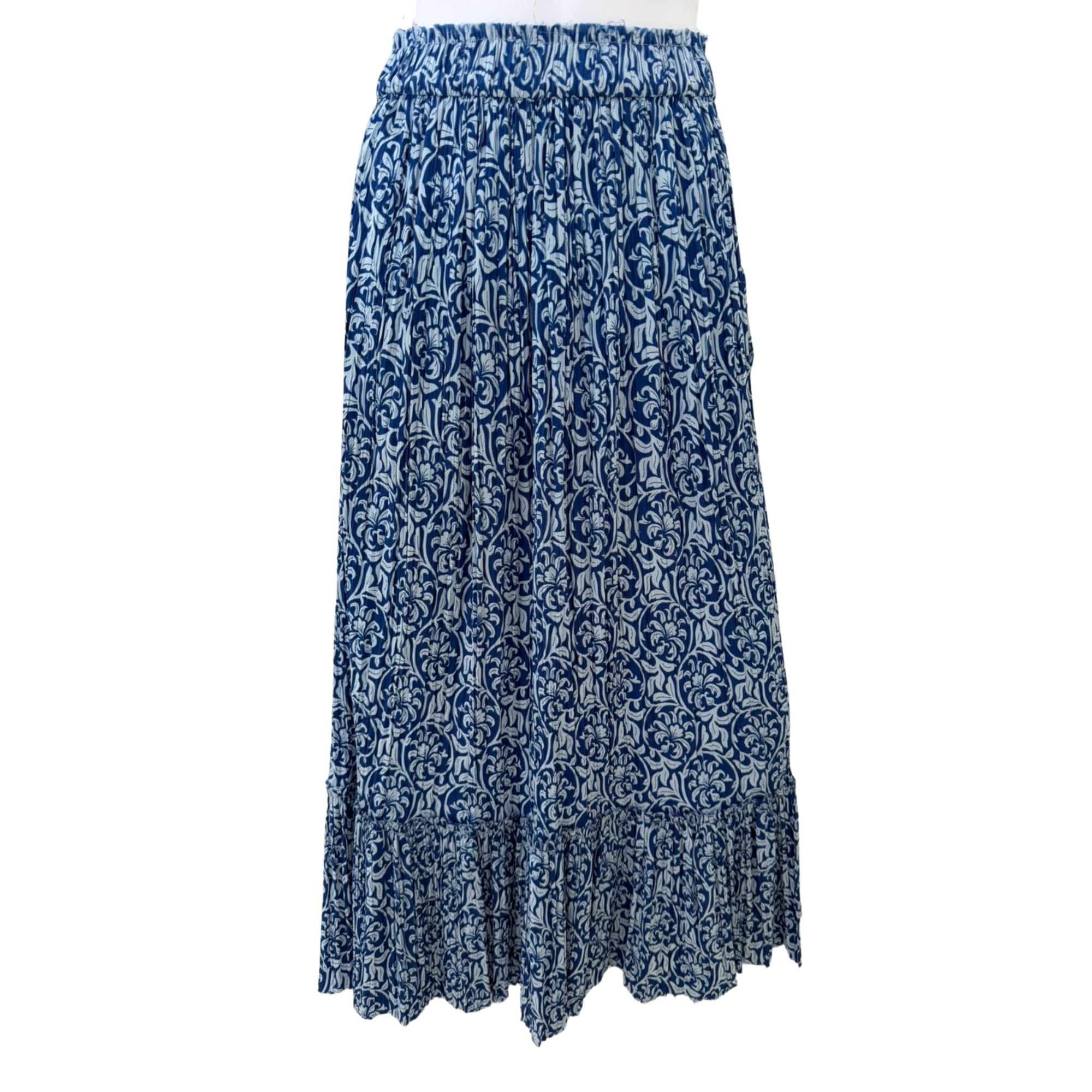 Zara blue patterned pleated midi skirt (size XS)