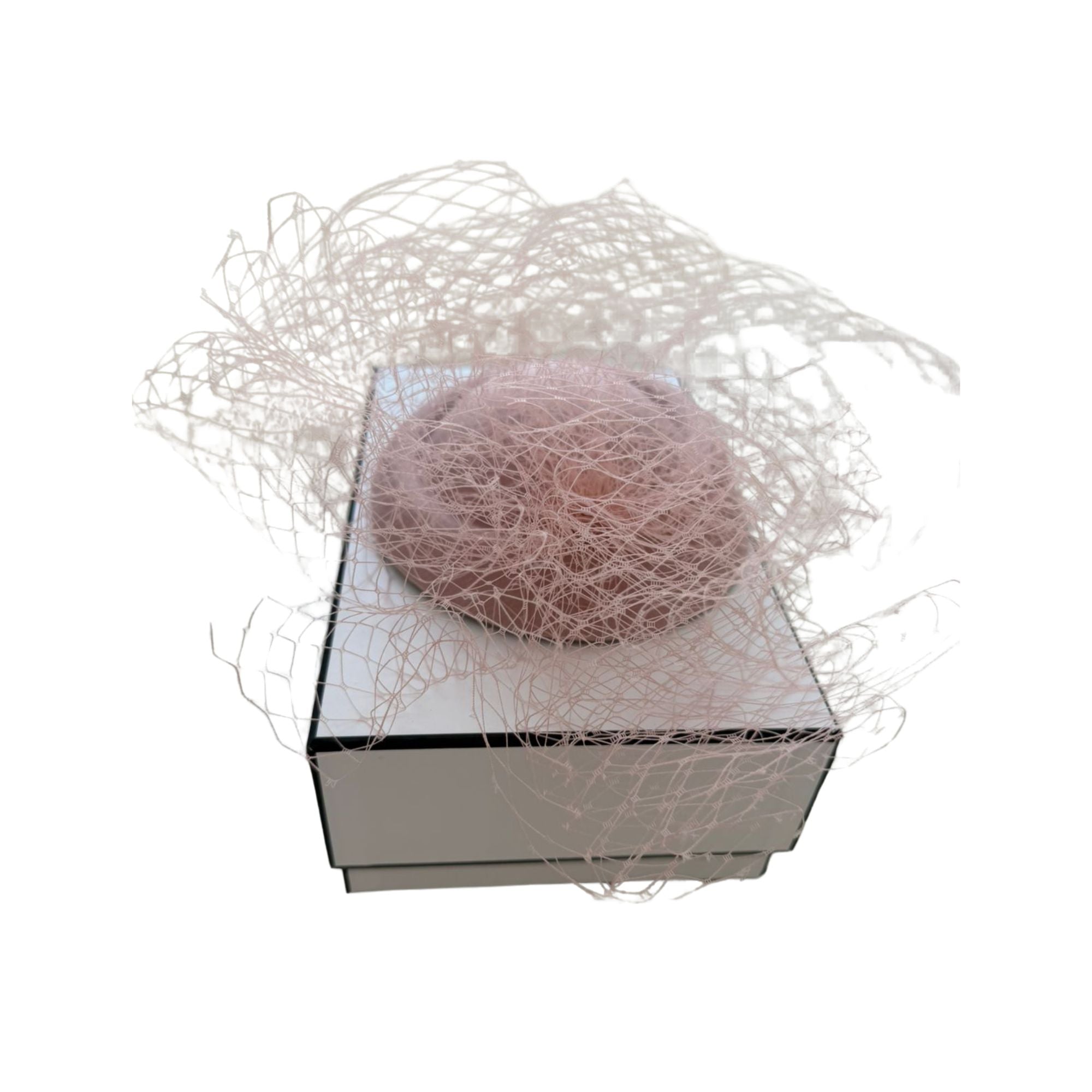 Pink mesh fascinator / hair accessory