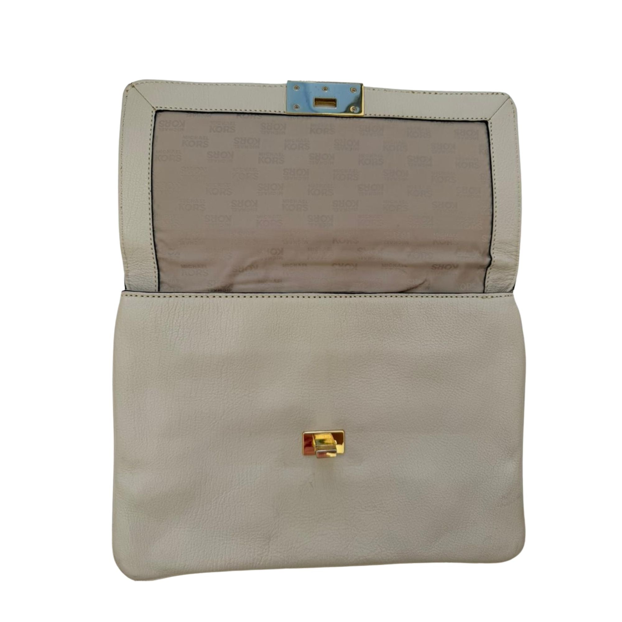 Michael Kors white leather handbag with gold-tone chain