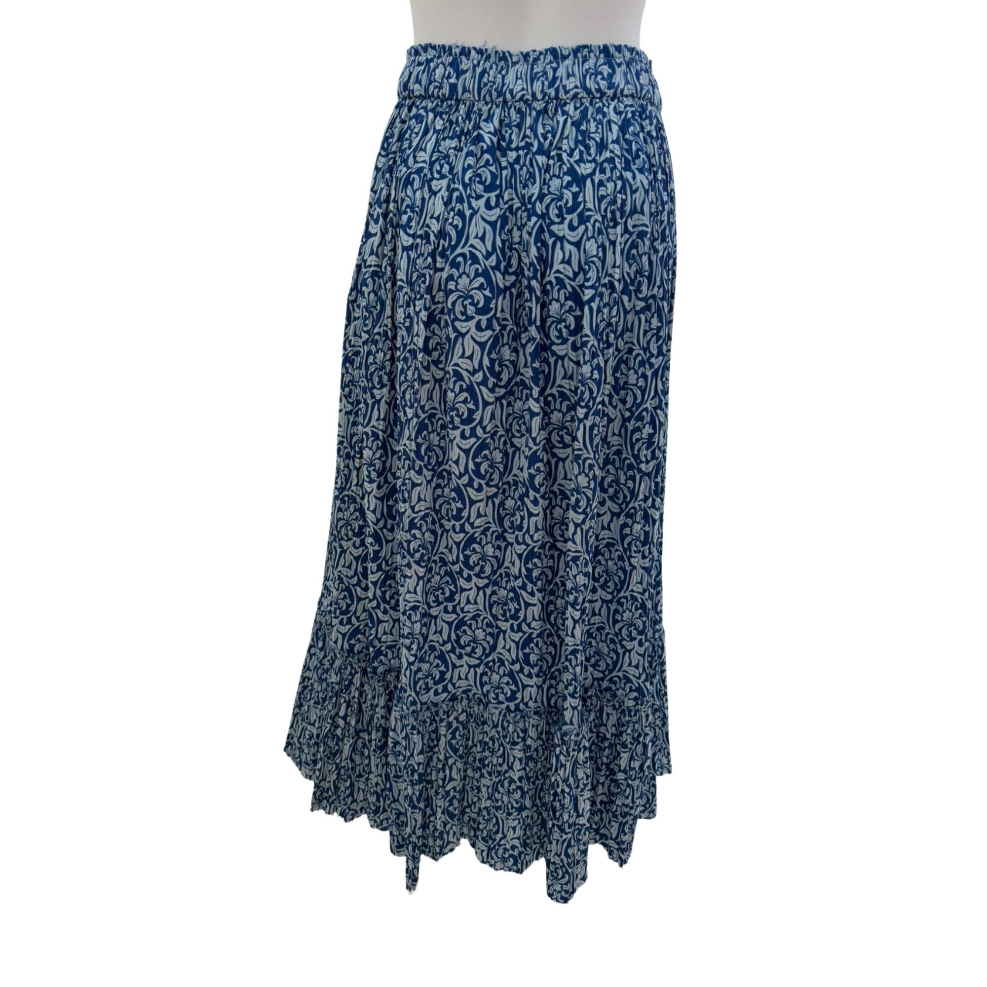 Zara blue patterned pleated midi skirt (size XS)