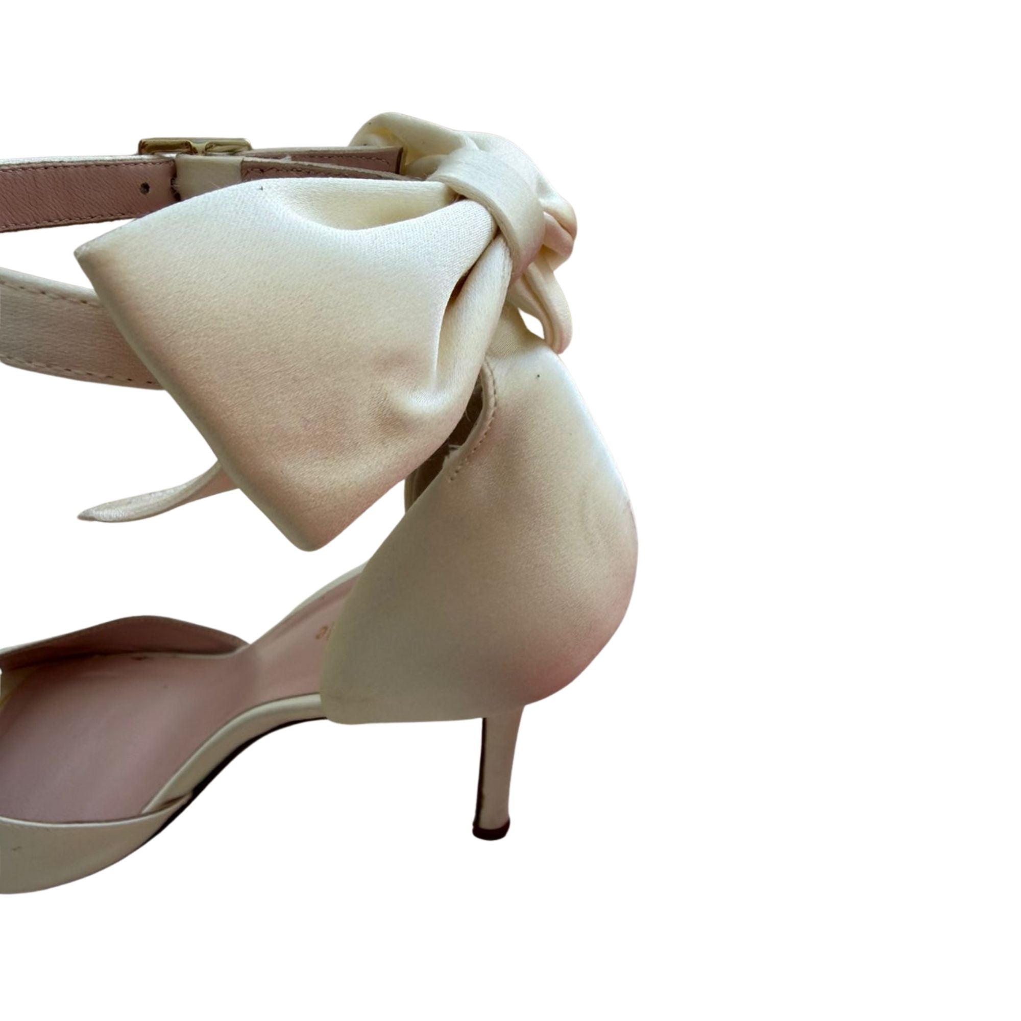 Kate Spade white satin high-heel sandals with bow (US 9 / EU 39.5)