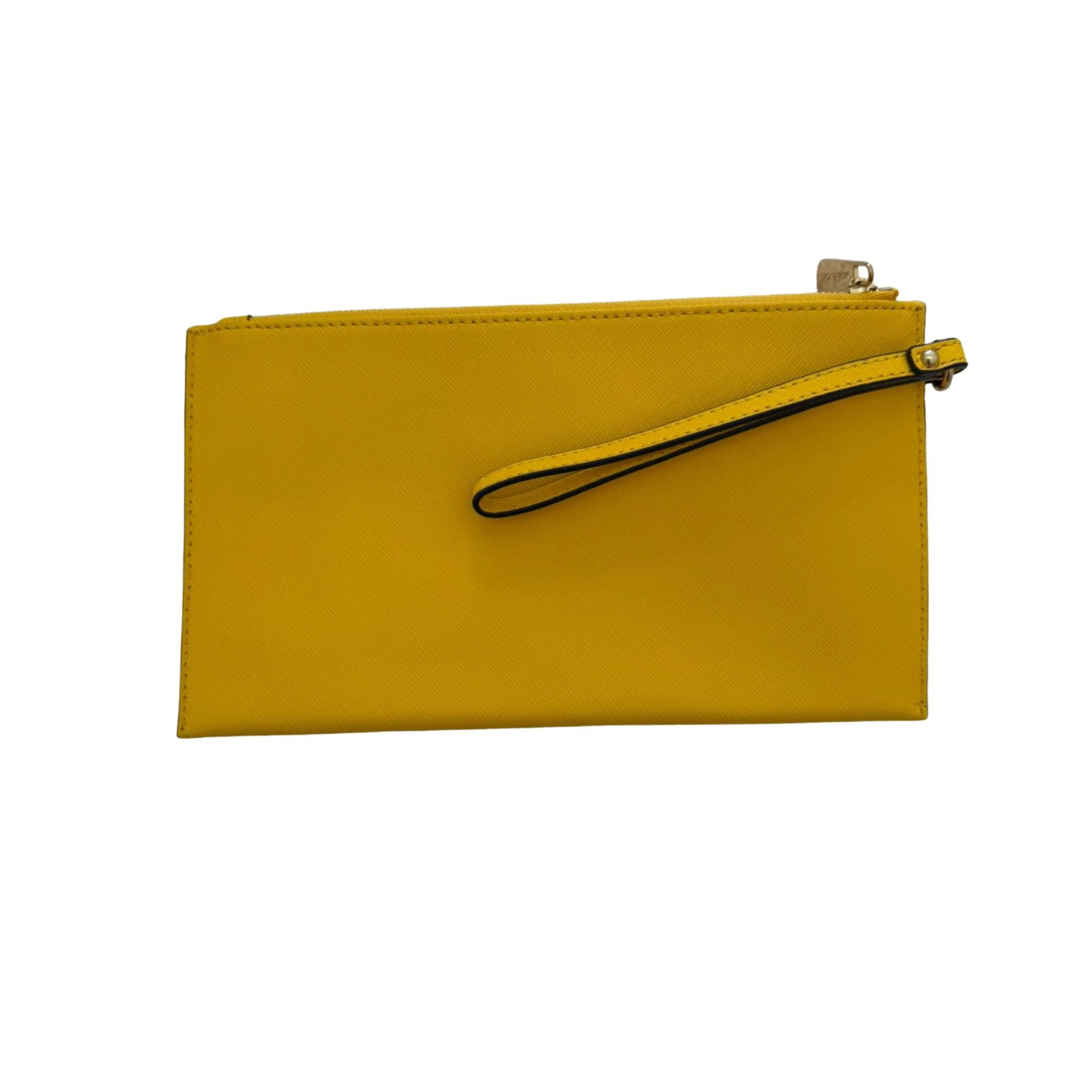 Michael Kors yellow leather wristlet / small pouch