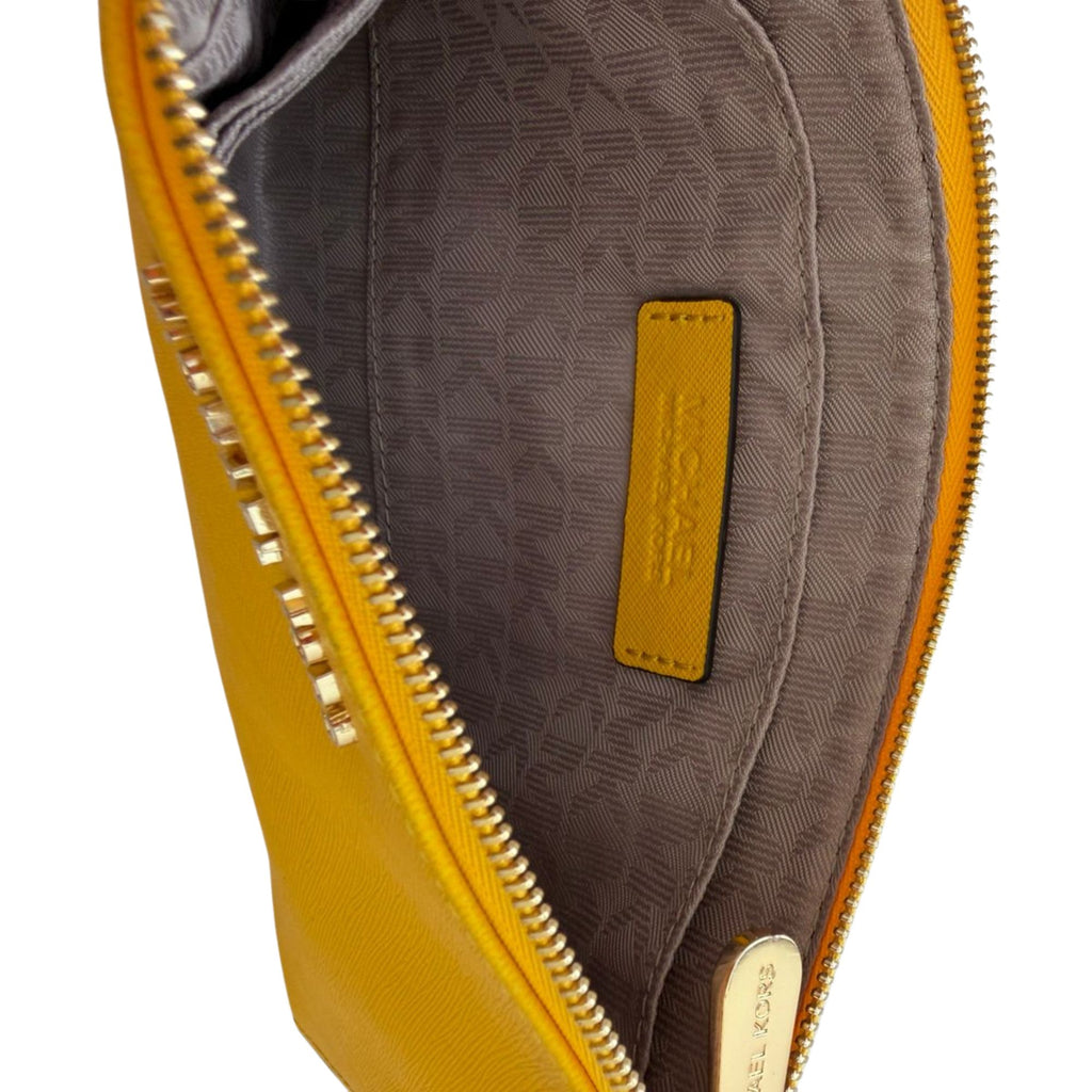 Michael Kors yellow leather wristlet / small pouch