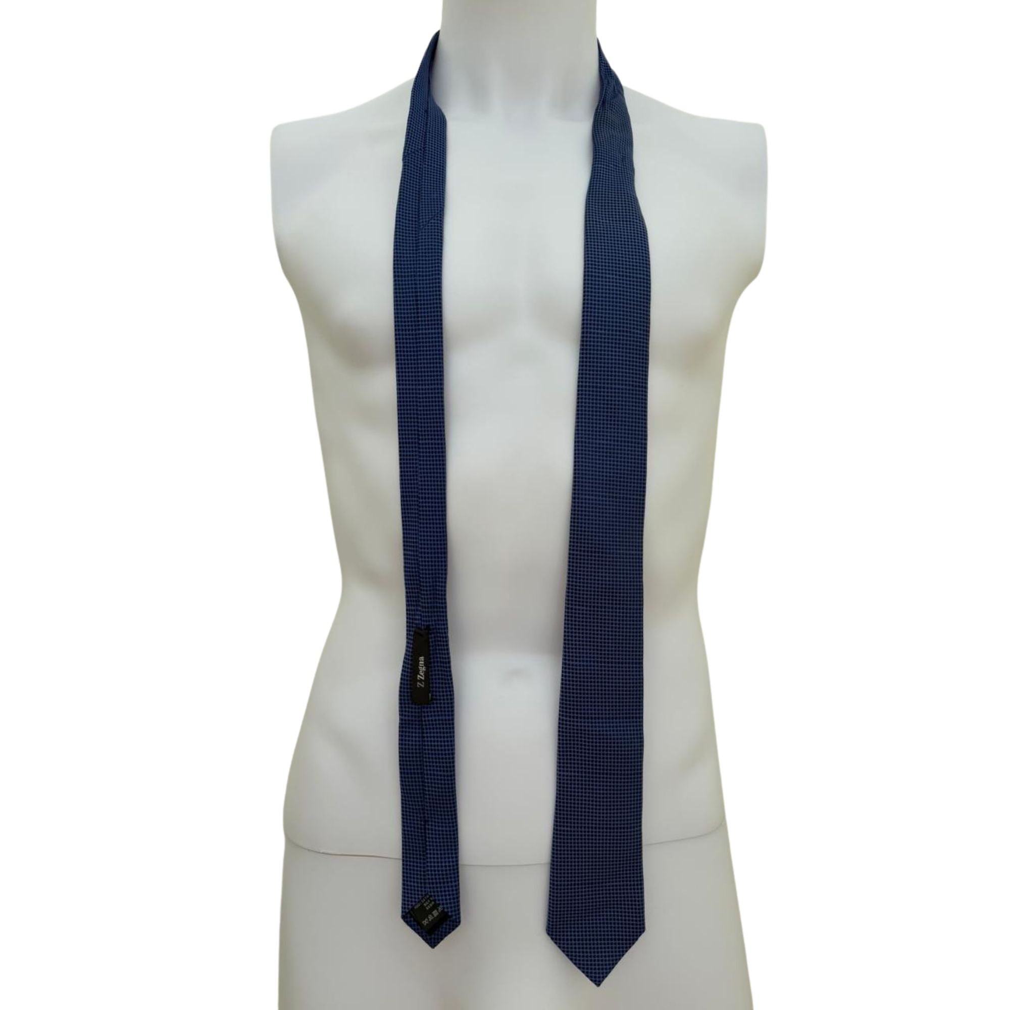 Zegna slim silk dark blue tie